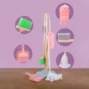 Wooden Children Cleaning Tools Set Mini Broom Mop Dustpan for Kids Housework 3