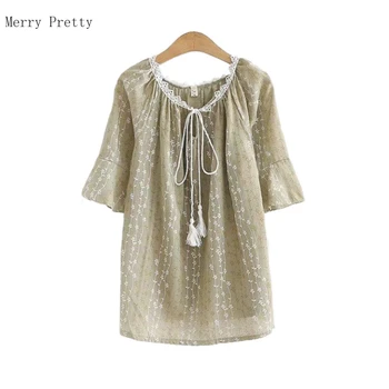 

Womens Tops And Blouses 2020 Summer Preppy Style Shirts Causal Lace Up Short Sleeve Cotton Blusas Sweet Ladies Daily Tops