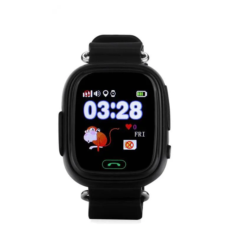 Black Q90 gps Детские Смарт-часы Детские Анти-потери часы SOS вызова расположение устройства трекер для детей безопасный монитор - Цвет: Black