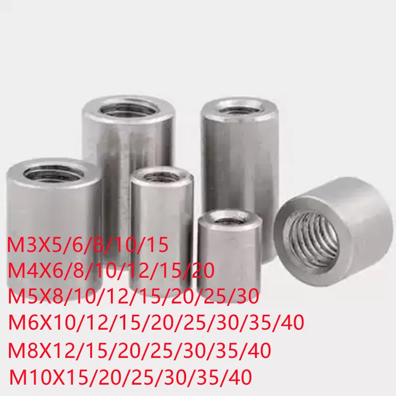 110pcs Round Coupling Nut M3 M4 M5 M6 M8 M10 M12 Extend Long Round