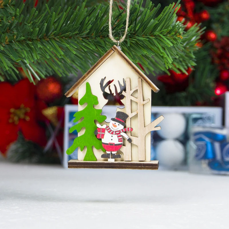 Рождественские деревянные подвески, украшения Санта Клауса, снеговика, деревянные украшения для рождественской елки, детские подарки, украшения - Цвет: Сливовый