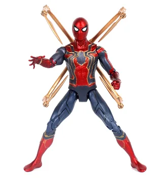 

[Funny] The avengers 4 super hero spider-man figure toy LED light Base Movable joints spider man Collection model kids gift