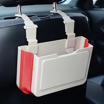 

Car Seat Back Storage Box ABS Trash Can Seatback Organizer With Cup Drink Holder Small Food Tray