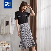 TONLION 2 Piece Set Women T-Shirt and Skirt Sweet Plaid A Line Mid-Calf Skirts Outfit 2020 Summer Spring Simplee Tshirt Fashion Women's Sets TONLION 2 Piece Set Women T-Shirt and Skirt Sweet Plaid A Line Mid-Calf Skirts Outfit 2020 Summer Spring Simplee Tshirt Fashion Women's Sets