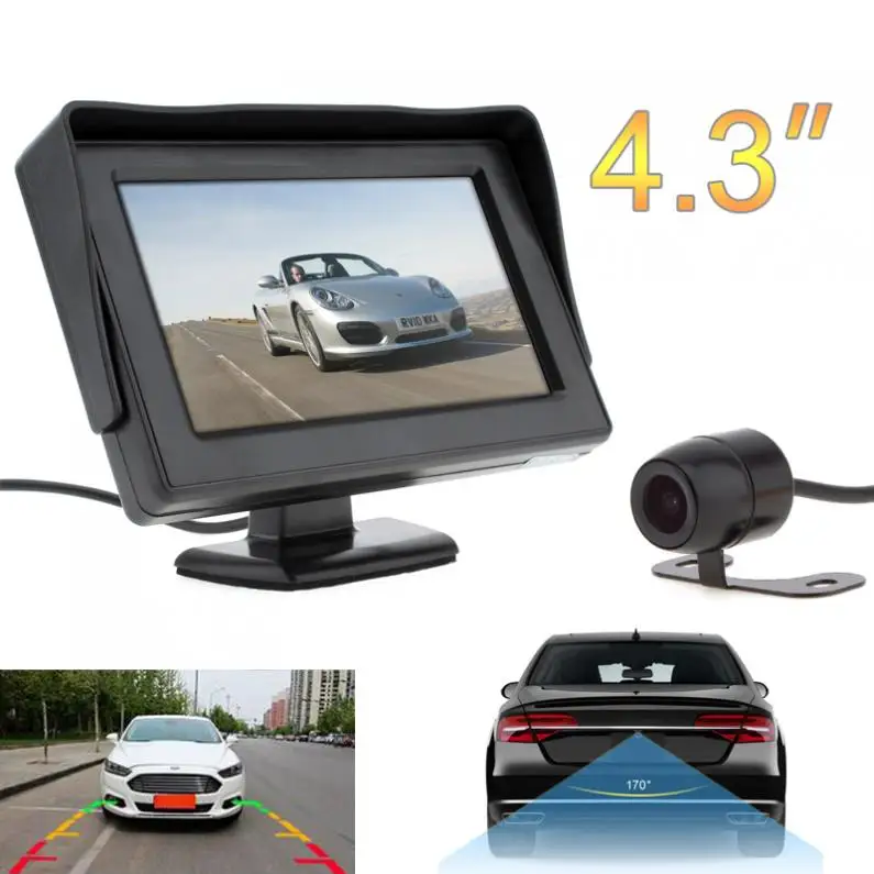 

4.3 Inch HD 480 x 234 Resolution 2-Channel Video Input TFT-LCD Car Monitor + Water-Resistant Car Rear View Camera New