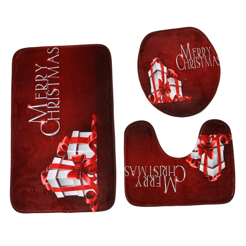 Gift box Комплект из 3 предметов, чехол для сиденья унитаза, набор для туалета, нескользящий коврик с рыбками, коврик для ванной комнаты, коврик для двери, моющийся коврик на День святого Валентина - Цвет: Gift box