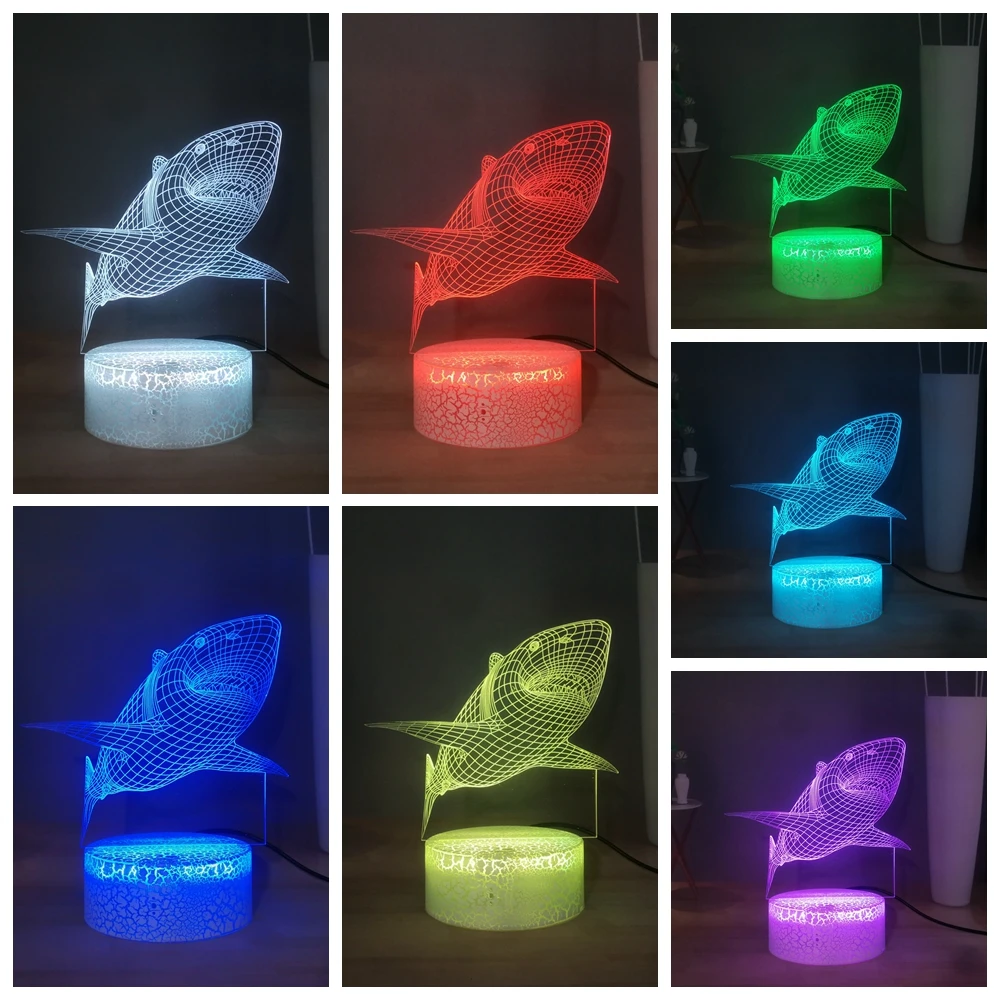 Самый свирепый морской животный креативный Настольный светильник Shark USB