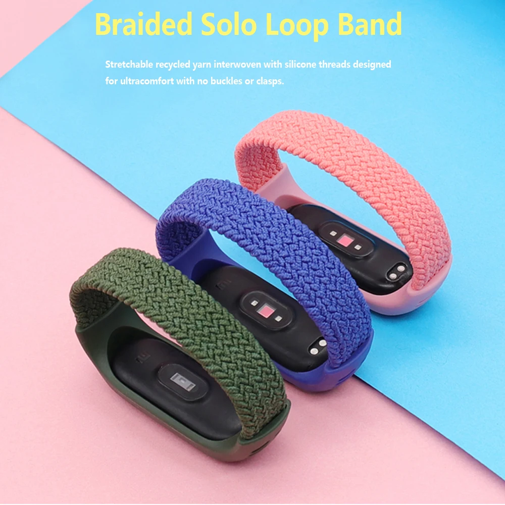 Браслет для Mi band 5 нейлоновый плетеный браслет соло ремешок 4 xiaomi 3 | Наручные часы