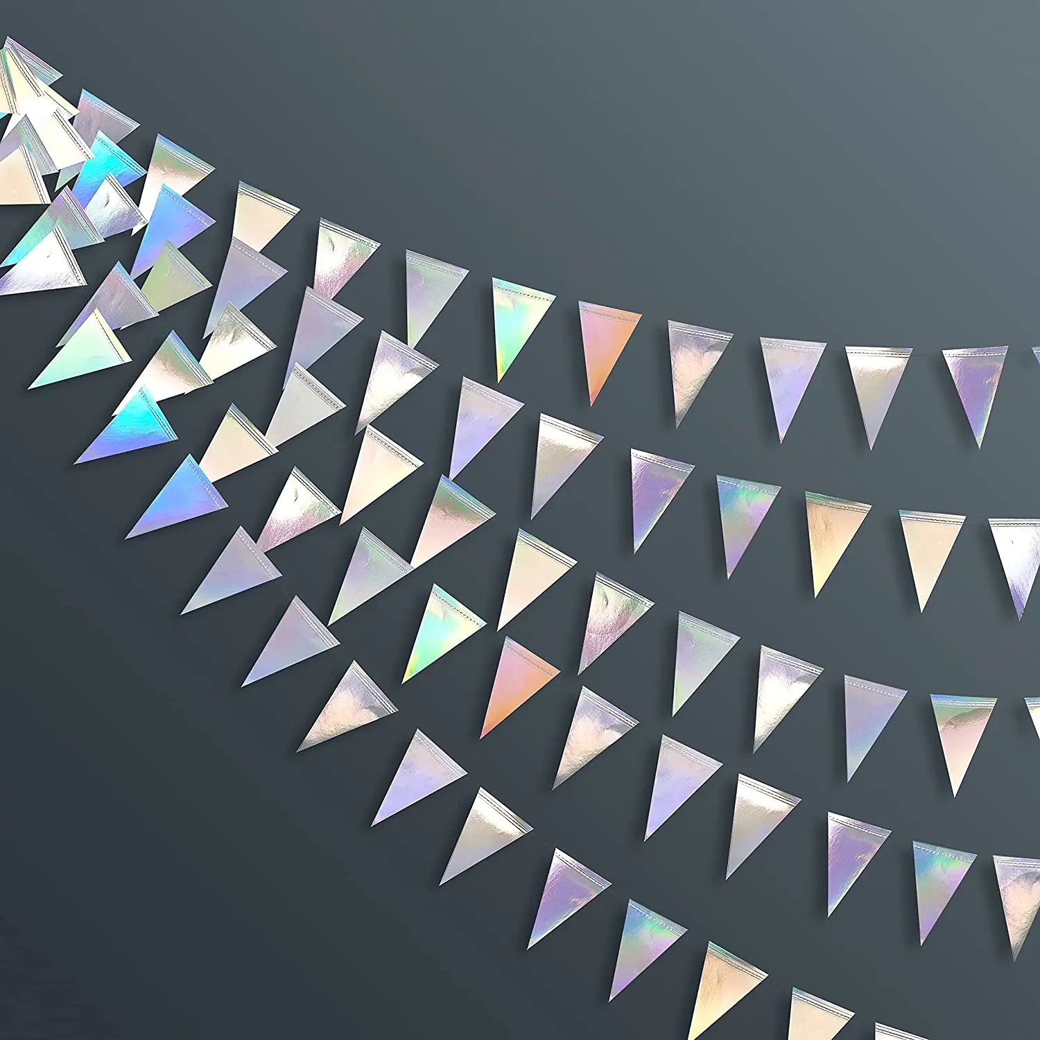 Iridescent Unicorn Party Rainbow Paper Flag Banner Star Moon Dots Garlands Hanging String Chain For Wedding Birthday Party Decor unicorn party banner happy birthday paper garland bunting for unicorn theme kids 1st baby shower birthday party decor hang flag