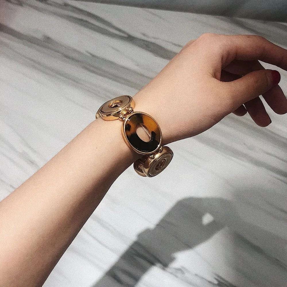 Kymyad модный браслет Круглый Леопардовый Браслет для женщин Bijoux женские браслеты золотой цвет геометрический эластичный браслет