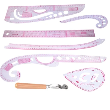 

7Pcs Multi Function Curve Ruler Drawing Line Straight Sewing Clothing Design Rulers For Designers Tailors Pattern Making