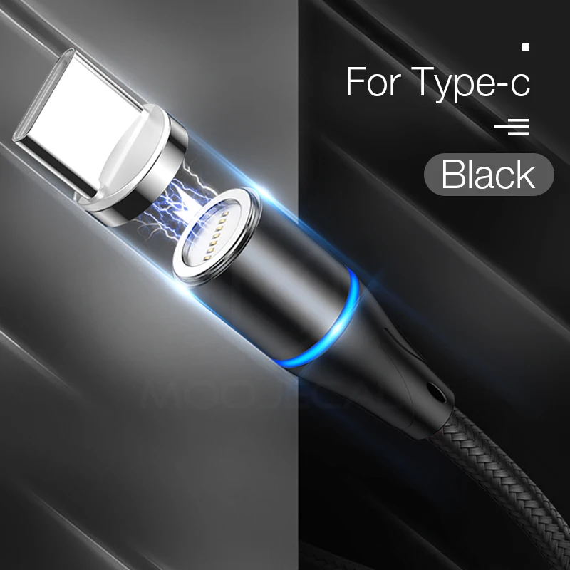 Светодиодный Micro usb type-C кабель для зарядки телефона Micro usb быстрая зарядка USB-C шнур для передачи данных для samsung Xiaomi huawei Andriod type-C - Цвет: Black For Type C