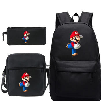 

New 3pcs/Set School Bag Super Mario Printing Backpack Children Combination Bookbag Fashion Boy School Backpack Daily Mochila