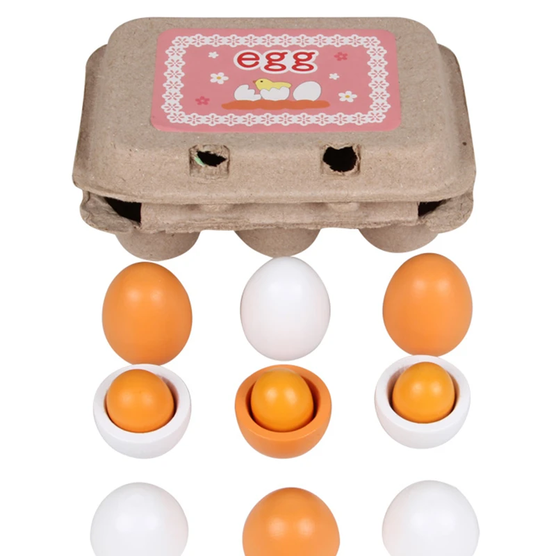 Детские кухонные игрушки, деревянная Милая коробка для яиц, игрушка для ролевых игр для мальчиков и девочек, игрушечная еда для детей, для маленьких девочек