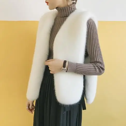 Manteau femme hiver женские пальто из искусственного меха искусственный Лисий мех женский жилет без рукавов зимняя верхняя одежда винтажные жилеты M877