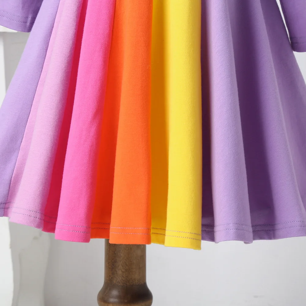 Платье для девочек от 12 месяцев до 5 лет г. Весенняя одежда ярких цветов с длинными рукавами детские платья принцессы для маленьких девочек детская одежда