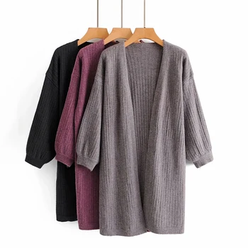 

fahion women puff sleeve knitted cardigan 2020 autumn casual ladies shirts soft loose female cardigan elegant girls shirt chic