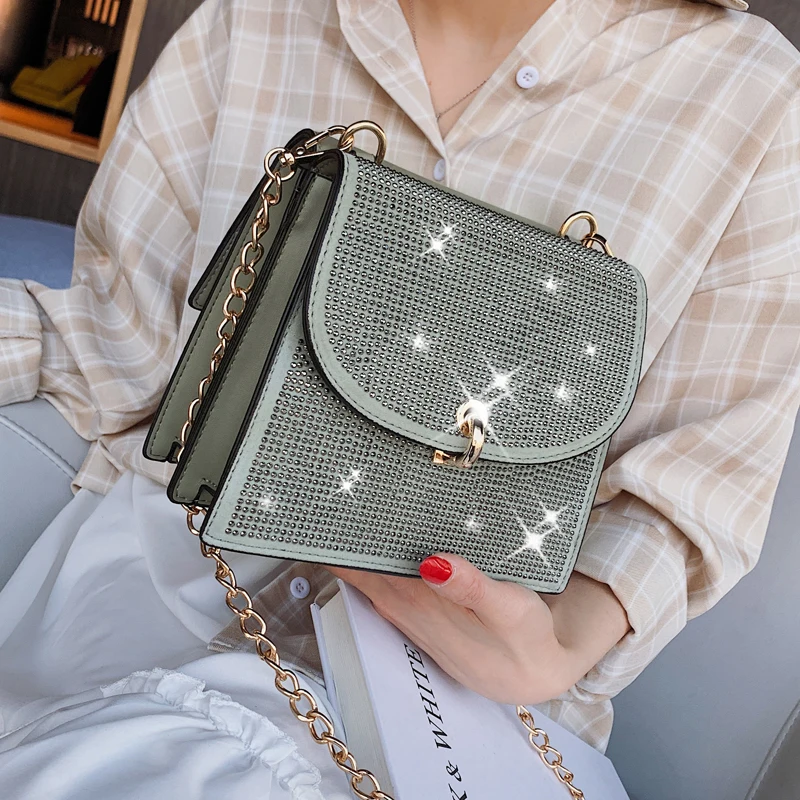 

Diamond Square bag 2020 Summer Fashion New High Quality PU Leather Women's Designer Handbag Lock Chain Shoulder Messenger bagas