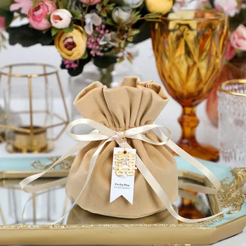 

Gift Bags Chinese Style Velvet Cloth Wedding Candy Bags Drawstrings Containers Luxury Jewelry Packing Christmas Party Supplies