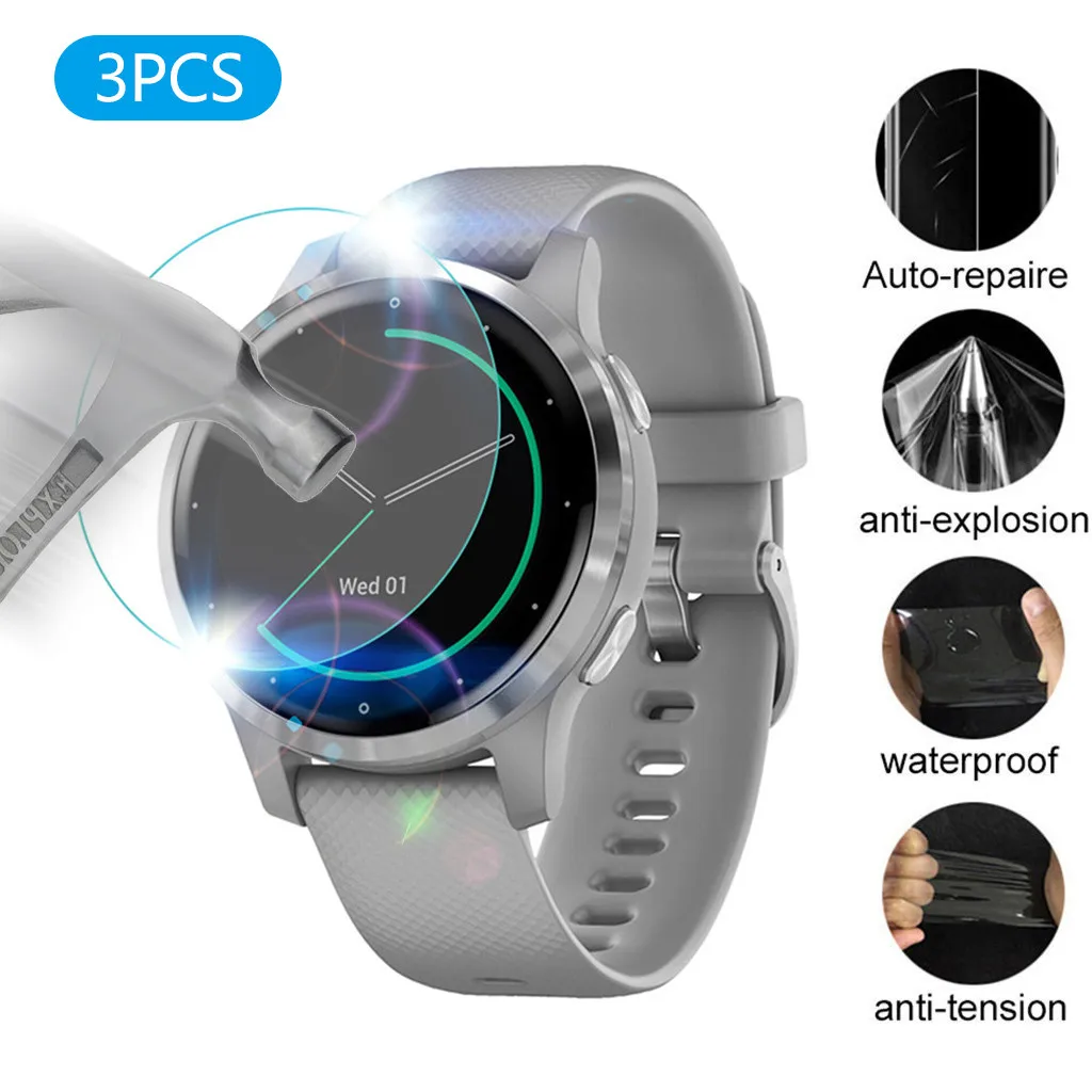 

3pcs Hydrogel Film for Garmin Vivoactive 4S Screen Protector film protecteur pour montre Bubble Free Easy to Install
