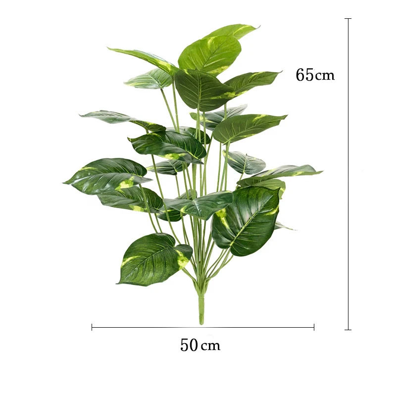 50 см тропический поддельный пальмовый букет, настоящее прикосновение, искусственное растение, пластик, монстера, большое ложное дерево в горшках для украшения дома и офиса - Цвет: 65cm 18fork