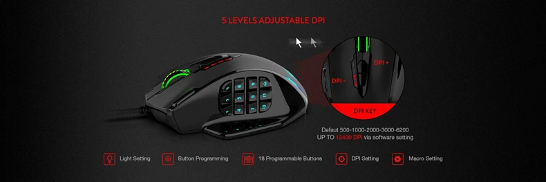 Redragon IMPACT M908 Wired 12400 DPI with 19 Programmable Buttons Gaming Mouse