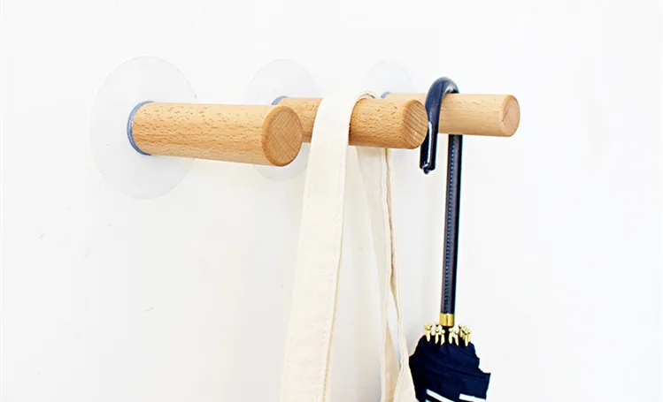 3pcs Nordic solid wood hook wall hanging wall free punch wall coat hook door clothes hanger hanger hook