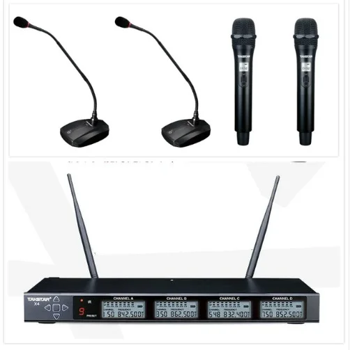 Takstar X4 4-канал частоты UHF широкочастотный микрофон с гибким штативом ручной микрофон беспроводной отворот микрофон многоканальный беспроводной системы - Цвет: gooseneck handheld