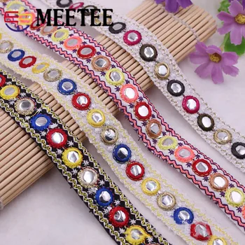 

5Yards 2.3cm Mirror Jacquard Embroidered Lace Trim Ribbon Fabric Webbing for Stage Clothing Bags Home Curtain Decor Accessories