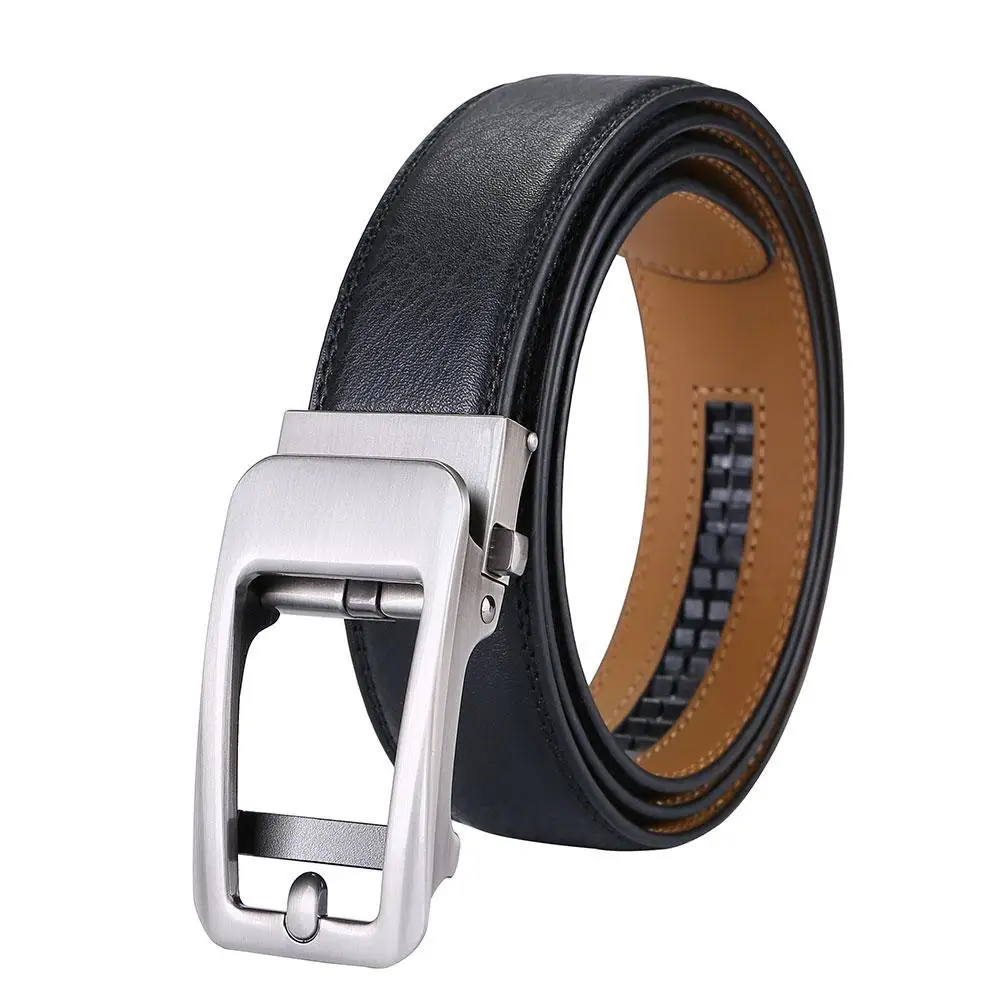 Mens Business Faux Leather Automatic Buckle Belts Waist Strap Belt Waistband US 