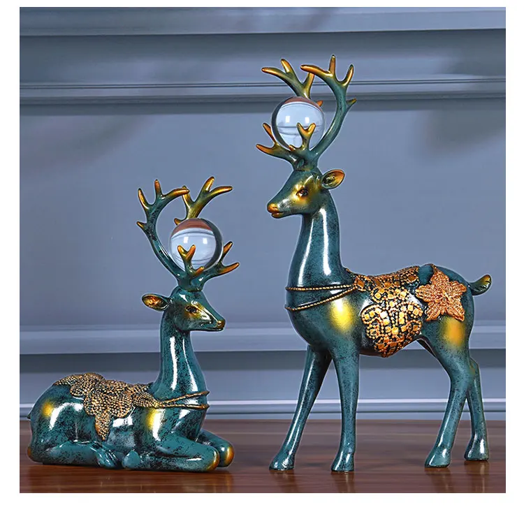 

European style retro luxury room wine cabinet living room decoration deer decoration household model creative wedding gift
