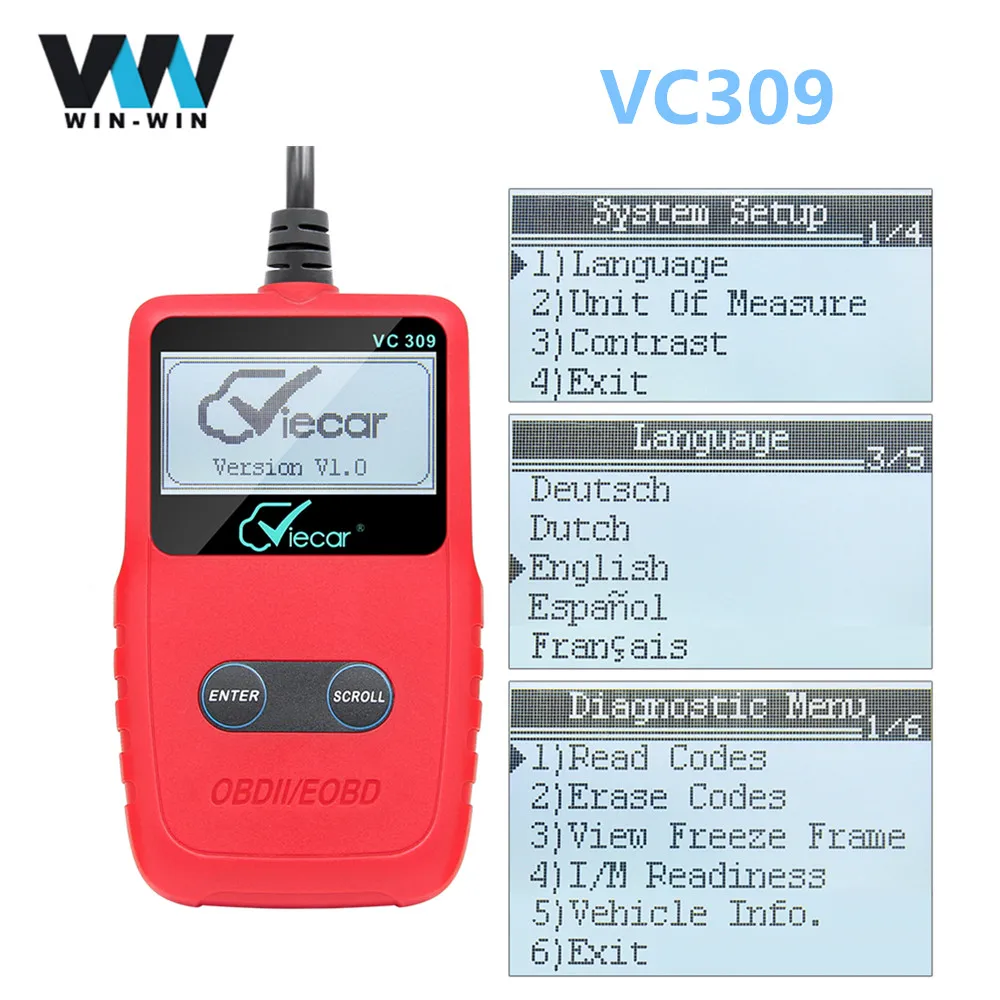 Диагностический инструмент Viecar VC309 OBDII диагностический сканер EOBD VC 309 OBD OBD2