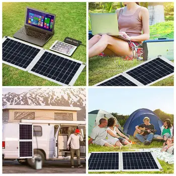

Solar Panel 18V/12V Foldable Recreational Vehicle Phone Charger Solar Charging Equipment Reusable 60W USB Port Camping DIY