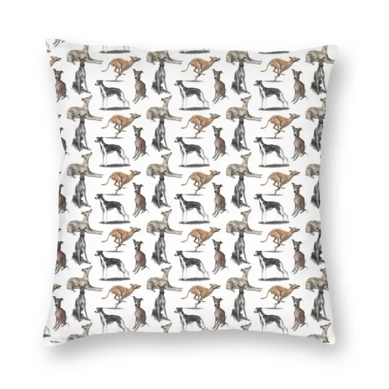 

Наволочки Whippet для диванных подушек, Квадратные наволочки для подушек для гостиной, Greyhound Sighthound Dog, 40x40 см