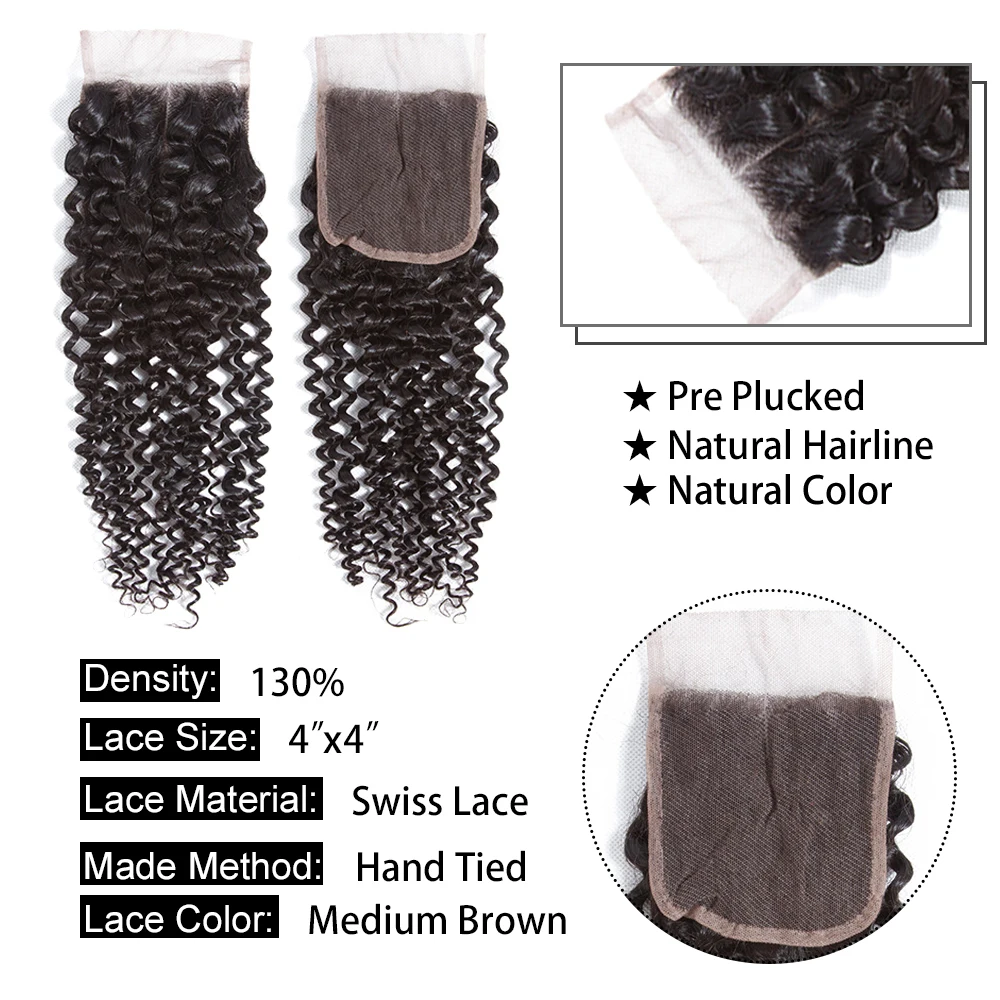 Аманда м Remy монгольская причудливая завивка волос плетение пучки волос с закрытием 4x4 натуральный Цвет 150% плотность /средняя часть человеческих волос