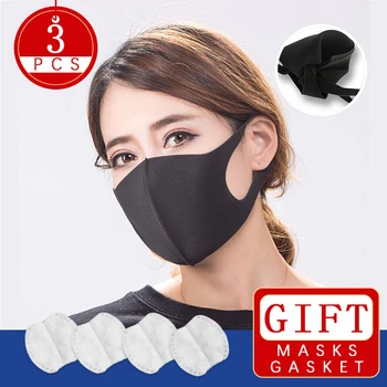 

3pcs Black Mask Mask Disposable Anti-mask Protection Earloop Fabric Facial Anti-fog Disposable Face Mask