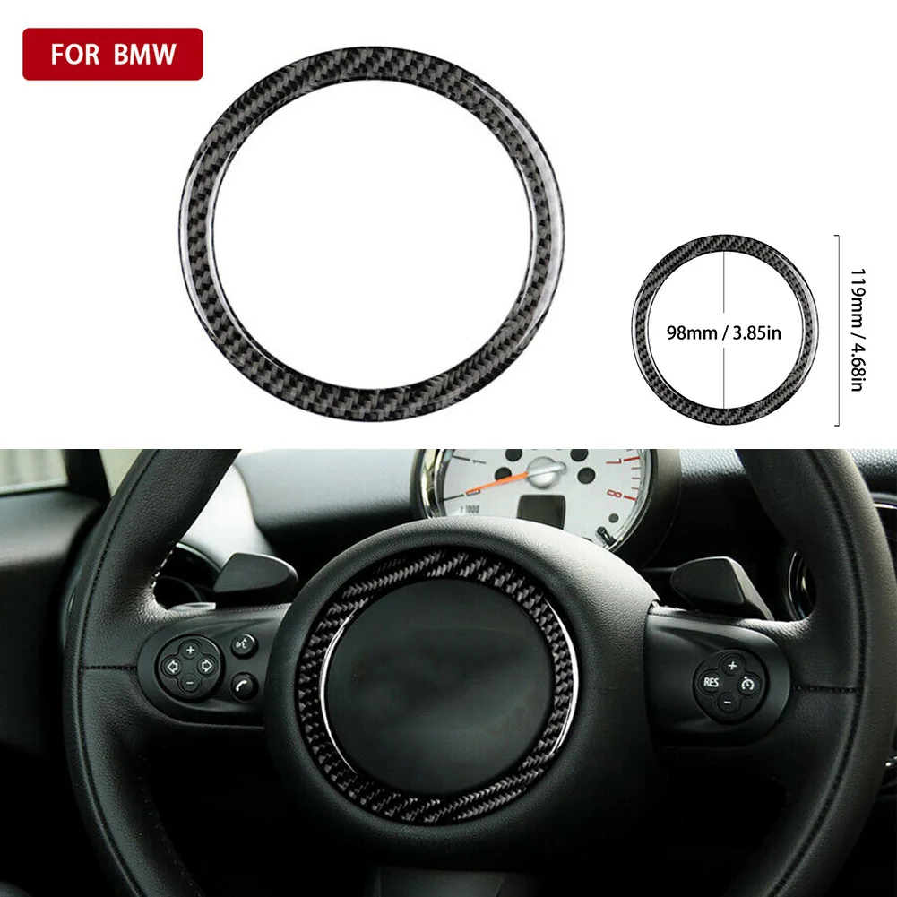 

Car Steering Wheel Ring Trim Stickers Carbon Fiber Center Emblem Logo Frame Cover For Mini Cooper R55 R56 R60 2007-2013