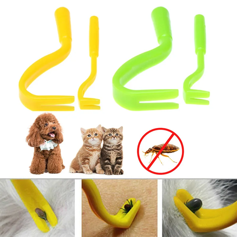 

Dropship 2Pcs Pet Fleas Remover Hook Lice Plastic Portable Horse Human Cat Dog Pet Supplies Home Tick Remover Tool