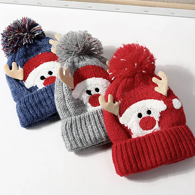 Осенне-зимние бархатные шапки, рождественские шапки-бини оленьи рога для детей от 2 до 4 лет, теплая шапка с бубоном