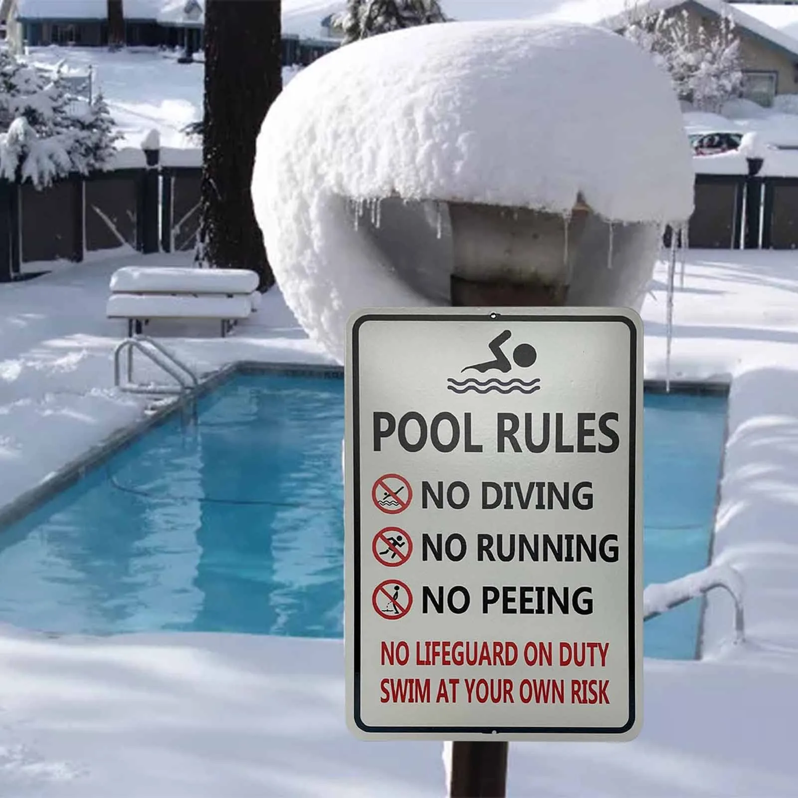 Pool Rules Sign Indoor/Outdoor Swimming Decorations Aluminum Metal Unique gift pool decoration card indicator | Дом и сад