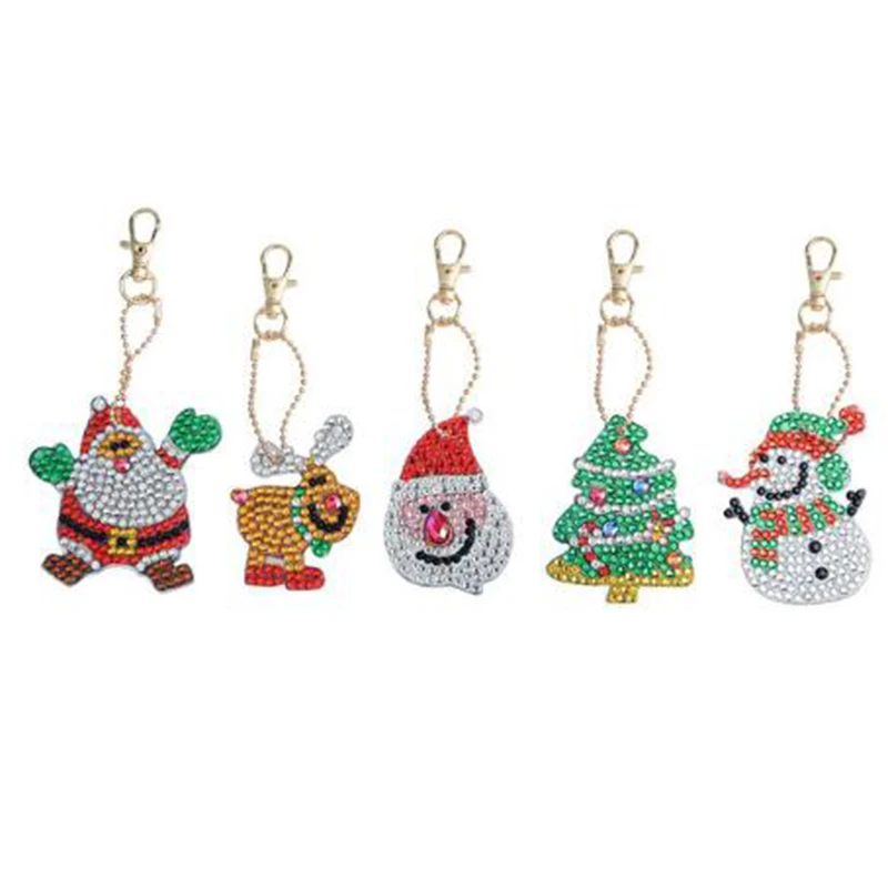 5D DIY full diamond diamond painting keychain ladies bag pendant key ring jewelry key ring special rhinestone Christmas LD503