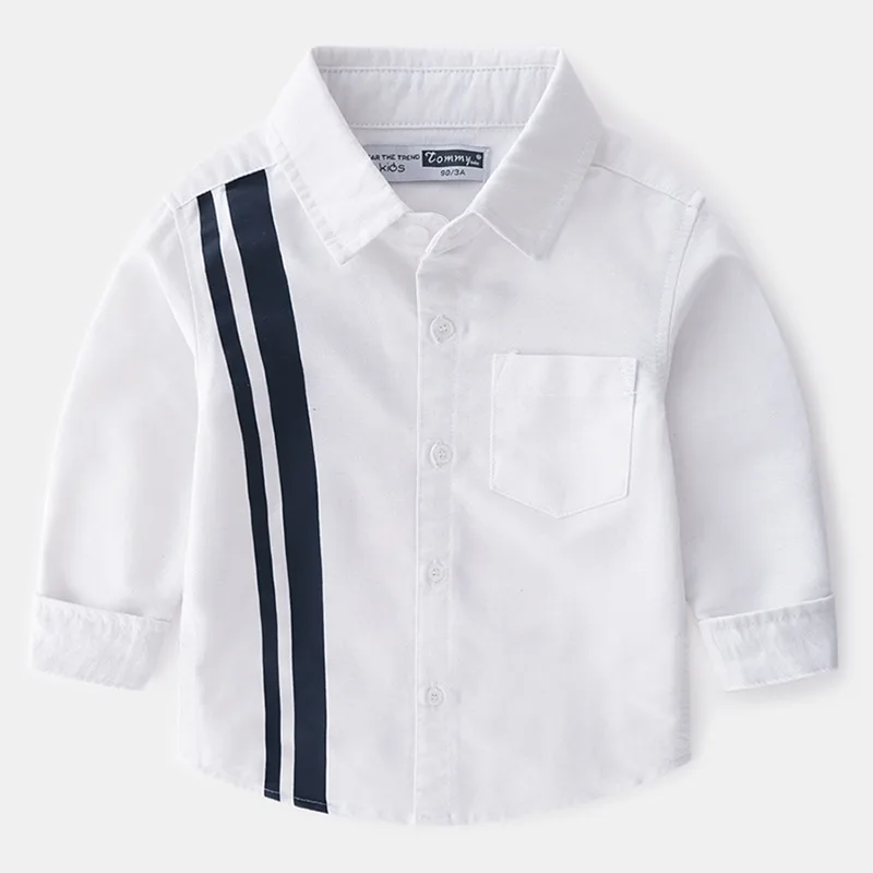 Новая стильная Весенняя Детская рубашка с длинными рукавами из чистого хлопка для мальчиков рубашка для мальчиков