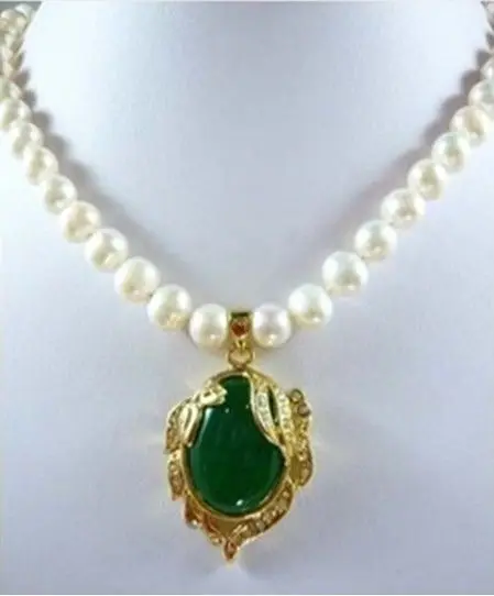 DYY Wholesale offer Noblest white pearl green jade 18K GP pendant necklace / Free | Украшения и аксессуары