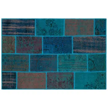 

Handmade Turquoise Vintage Overdyed Patchwork Area Rug 120x180 Cm-3'11''X5'11''