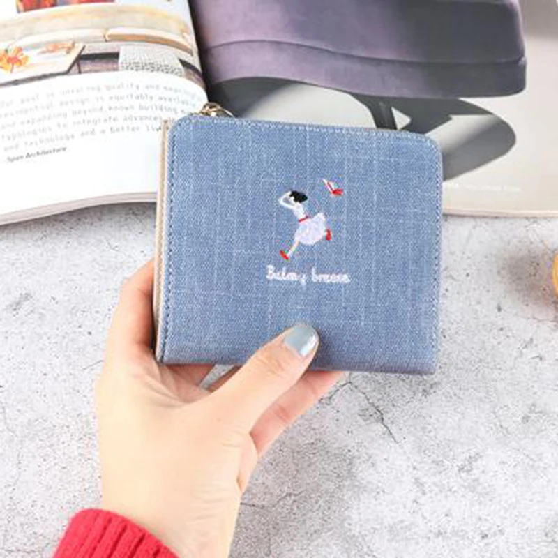 

Wallet Women Short Paragraph New Small Wallet Fashion Characters Letter Embroidery Two Fold Buckle Wallet Purse