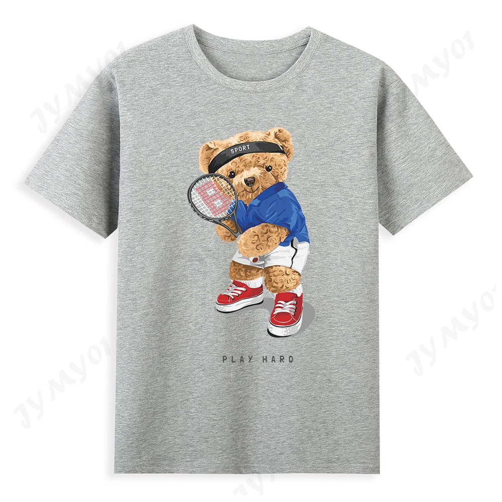  KNETE Men's T-Shirts Men Cartoon Bear & Letter Graphic Tee  Stylish T-Shirts for Men (Color : White, Size : X-Large) : Clothing, Shoes  & Jewelry