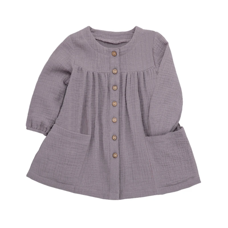 NM0786Z Baby Coat Cardigan Long Sleeve Girls Coat Solid Color Cotton Linen Spring And Autumn For Kids 1-6 Y Coat - Цвет: NM0786Z