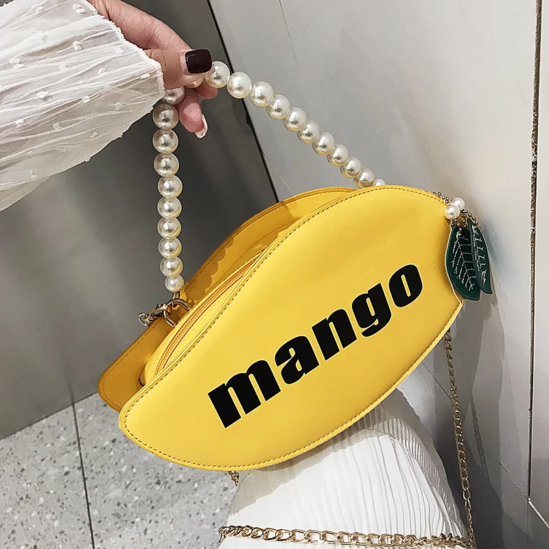 

Small Fresh Portable Pearl Handbag 2019 New Fashion Letter Mango Bag Chain Shoulder Messenger Bag