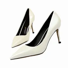 

Abesire New Pumps Shallow Stilettos Solid Pu Leather Pumps Thin Heels Women Autumn Spring Shoes Fashion Lady Party Sexy Big Size
