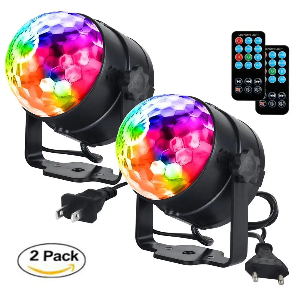 

2pcs LED RGB Party Effect Crystal Magic Ball Light Stage Lighting 3W Mini Lamp Bulb Party Disco Club DJ Light Show US/EU Plug